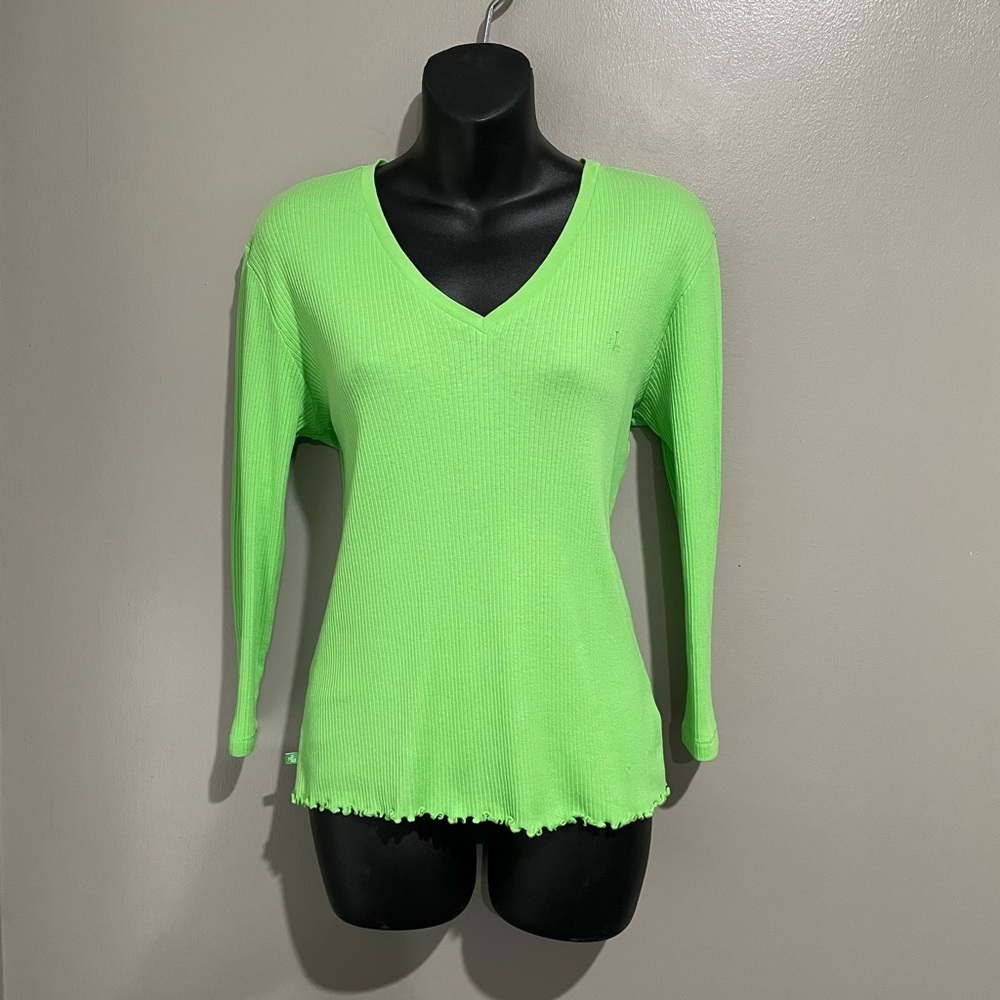 Ralph Lauren Ribbed Cotton Lime Green Shirt